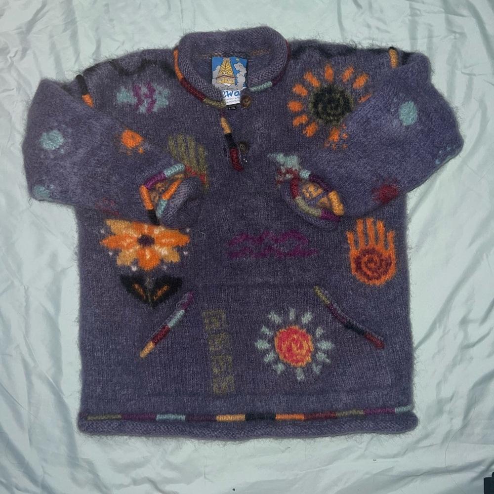 purple hippie sweater
